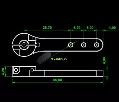 GM Single-Alu-Arm 44,5mm Futabaverzahnung