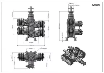 DLE120-4T 4-Zylinder "Original" mit Probelauf bei Aeroflug